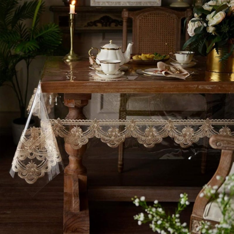 غطاء طاولة طعام شفاف من مادة PVC، مقاس 150 × 210 سم، سهل التنظيف، مناسب للاستخدام المنزلي اليومي، عملي ومناسب لأحجام وأشكال الطاولات المختلفة